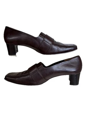 PAUL GREEN Munchen Mocasines Sin Cordones Talla 8.5 Marrón Cuero Tacones Academia Austria Foto 1 de 4