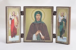 SAN IGORE Di CHERNIGOV Trittico Icona ortodossa Триптих Святой Игорь Черниговский - Foto 1 di 3