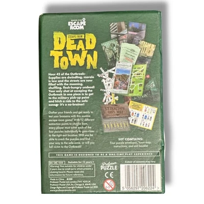 Escape Room Game Dead Town Puzzle Complete Set Professor Puzzle Ages 12+ Zombies - Image 1 of 4