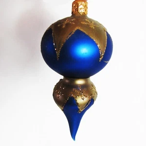 Hübsche geschichtete Kugel mit Gold und Glitzer Glas Christbaumschmuck 4"L - Bild 1 von 4