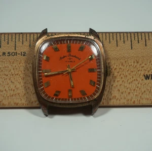 Reloj De Colección Andre Bouchard 17 Joyas Esfera Naranja Cuerda Automática Como No Funciona - Imagen 1 de 9