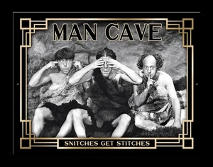10 3/4" X 8 1/4"  TIN SIGN MAN CAVE SNITCHES GET STICHES METAL SIGN NEW - Picture 1 of 1