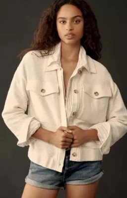 Chaqueta Bomber Anthropologie Sanctuary Mujer Marfil Layla Tejido Algodón Mediana Nueva con Etiquetas Foto 1 de 4