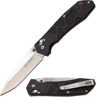 Carpeta de Bolsillo Tac-Force 3.25" Tanto Hoja Negro Mango de Aluminio TF-1031BK, Botón Foto 1 de 4