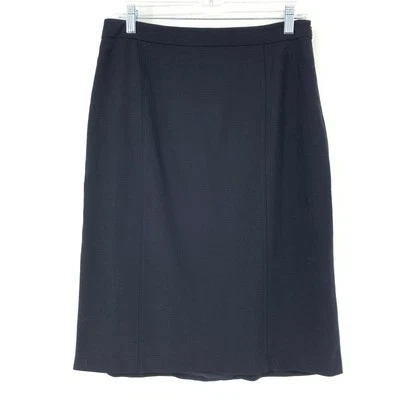 Piazza Sempione Sz 46 US 10 Women's Lindsey Wool Pull-On Skirt Flat Front Navy - Image 1 of 4