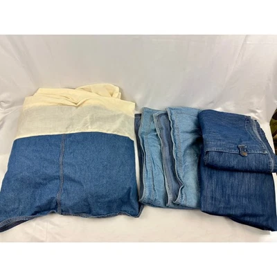 Винтажный Dockers джинсовой ткани королевский размер кровать юбка наволочка занавески комплект 1990-х постельного белья - Изображение 1 из 4