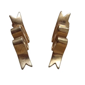 Gold Earrings 14kt Filled and 14kt Posts Ribbon Folds Flowy Classic in Case - Picture 1 of 8