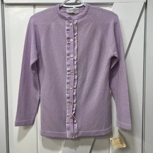 Cárdigan Suéter Talbott EE. UU. 34 Deadstock Púrpura Unión Vintage Carrera Tejido - Imagen 1 de 12