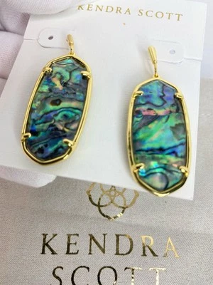 Pendientes colgantes Kendra Scott Elle tono dorado esmeralda ojo de gato Foto 1 de 4