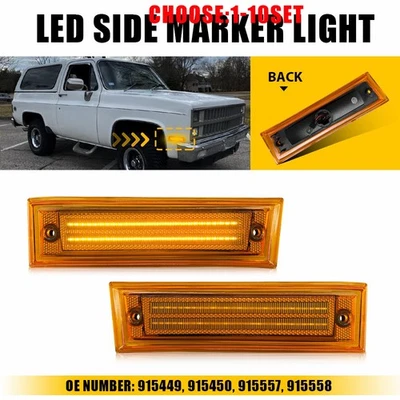 Full Side Marker Lights Amber Lens For GMC K5 Jimmy Pickup 1981-1991 R1500 2-10X - Image 1 of 4
