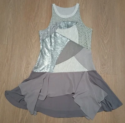 Vestido festivo vintage y2k años 90 retro años 20 aleta retazos asimétrico transparente en capas S Foto 1 de 4