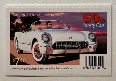 Scott #3931-35a Booklet Pane of 20 Stamps 37¢-2005-"Sporty Cars "-Free Shipping - Image 1 of 3