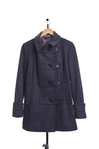 JIL SANDER Gray Coat Buttons Women's Pea Coat Wool - Picture 1 of 8