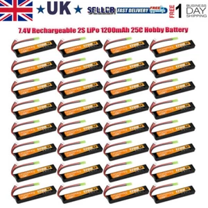 2S 7.4V 1200mAh Airsoft Battery Rechargeable LiPo 25C Hobby Battery Mini Tamiya - Picture 1 of 61