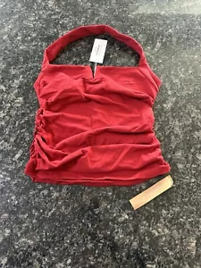 Reformation arwen knit top Lipstick Red Halter Top. NWT Size Small - Picture 1 of 6