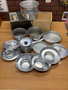 Vintage Camping Cook Kit 18 Piece Aluminum Wards Western Field Complete L๐K ! - Picture 1 of 19
