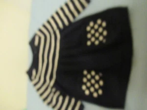 P7 2) Girls Baby Gap Size 6-12 Months navy with White Stripe Long Sleeve Dress - Picture 1 of 7