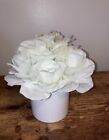 artificial flower arrangement in vase white with glitter on flowers home decor