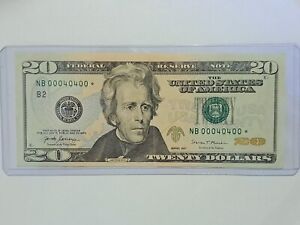 2017 $20 DOLLAR BILL STAR NOTE REPLACEMENT FANCY SERIAL NUMBER NB00040400* 