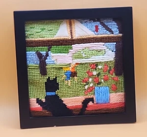 Vintage Crewel Cat Summer Window Sunset Designs Jiffy Needlepoint Embroidery - Picture 1 of 4