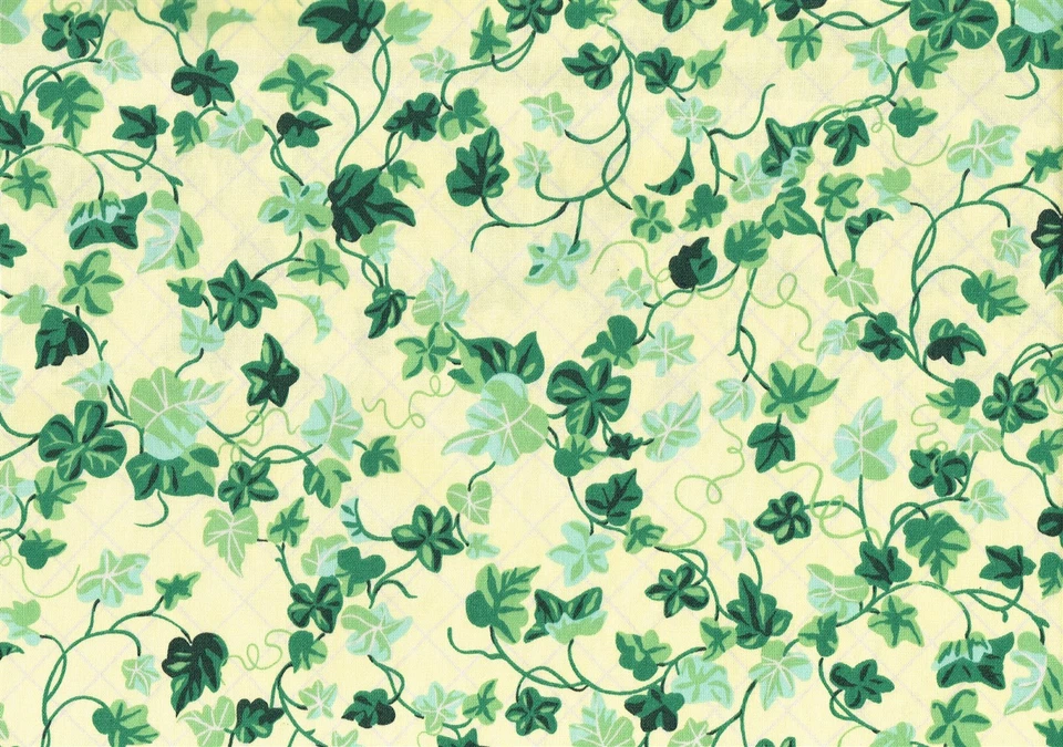 Duralee Fabric Whitehall Ivy Yellow Green Blue Black Cotton Drapery Upholstery   - Image 1 of 2