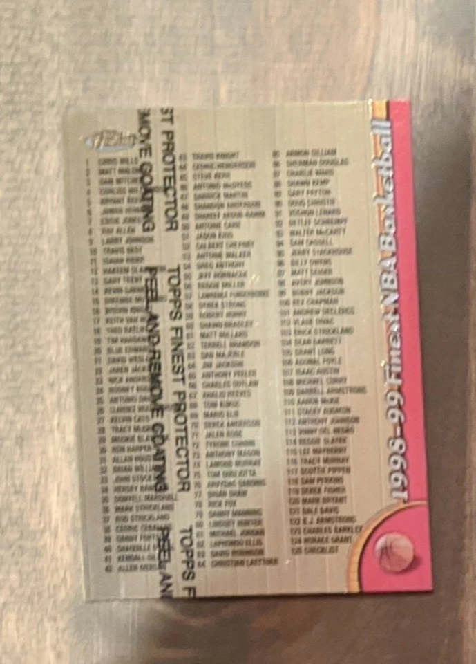 1998-99 Topps Finest Basketball Checklist - Image 1 of 1