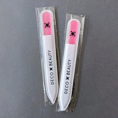 2 件 Deco 美容玻璃指甲锉 - 粉色文件 + 存储套 - 密封 — 第 1/2 张图片