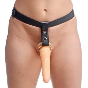 Slim Leather Strap On Harness Kit With Dildo - Picture 1 of 4