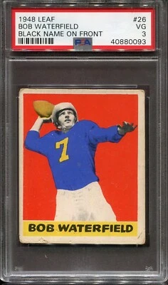 1948 Leaf #26 Bob Waterfield Los Angeles Rams (black lettering) – RC - PSA 3 VG - Image 1 of 2