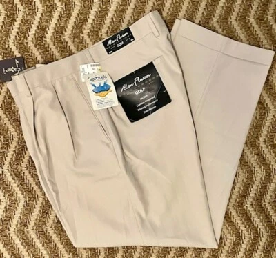 Alan Flusser Golf Pants 38x29 Pleats Cuffs No Iron Stain Release Sorbtek Wicking - Image 1 of 3