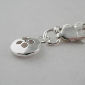 Sterling Silver Button Charm Bracelet Solid 925 Unique Gift Cute as a Button - Afbeelding 1 van 12