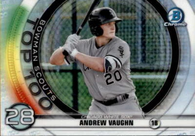 2020 Bowman Chrome #BTP-28 Andrew Vaughn Scouts Top 100 Refractor White Sox  - Image 1 of 2