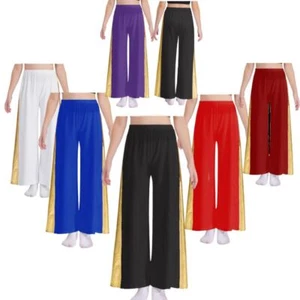 Kids Girls Pants High Waist Trousers Ceremony Dancewear Church Costume Wide-Leg - Picture 1 of 63