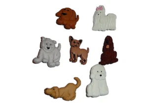 Cute Dogs Animals Plastic Shank Buttons (7 diff) Puppy Parade Realistic Buttons - Picture 1 of 3
