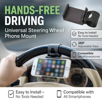 Tenedor De Teléfono Celular Para Volante Auto Soporte De Smartphone Para Coche - Image 1 of 4