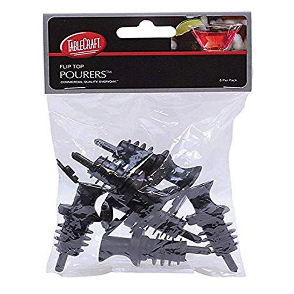 Fliptop Plastic Free Flow Pourers 6 Pack Black - Image 1 of 1