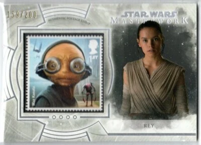 STAR WARS 2018 TOPPS MASTERWORK ROYAL MAIL POSTAGE STAMP S-MR REY MAZ KA 159/200 - Image 1 of 2