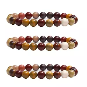 Lotto di 3 braccialetti elasticizzati con perline Mookaite 8 mm offerta speciale - Foto 1 di 3