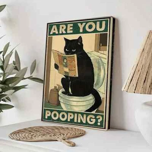 Arte da parete retrò stai facendo la cacca gatto tela eco-inchiostro stampato per caffè slogan decorazione - Foto 1 di 11