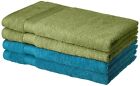 Cotton 4 Piece Hand Towel Set (Olive Green and Turquoise Blue)