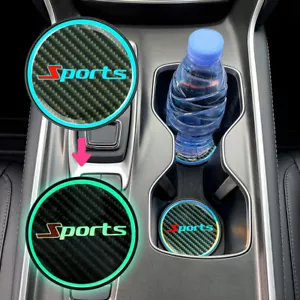 2x Glowing in Dark Car Cup Holder Night Light Pad Mat Drink Coaster Accessories - Picture 1 of 3