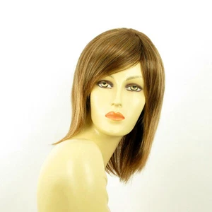 Perruque femme mi-longue Châtain Cuivré Méché Blond Clair AXELLE 6BT27B - Imagen 1 de 8