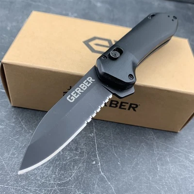 Gerber Black Highbrow Pivot Lock Assisted Open Tactical EDC Folding Pocket Knife - Image 1 of 4