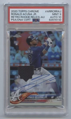 2020 Topps Chrome Retro Rookie Relic /99 Ronald Acuna Jr Acuña PSA 9 MINT Auto - Image 1 of 2