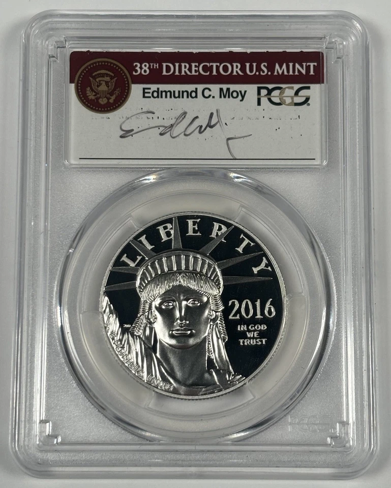 2016-W $100 PROOF PLATINUM EAGLE 1 OZ PCGS PR70 FIRST STRIKE MOY SIGNATURE - Image 1 of 2