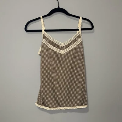 Camisola The Limited marrón a lunares con ribete de encaje talla M Foto 1 de 3