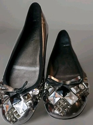 PRADA/Prada Bejeweled Ballet Flats, Size 37.5 EU - Image 1 of 4