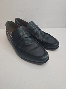 Bacco Bucci Shoes Mens 10.5 Blue Green Sheepskin Leather Penny Loafer Casual - Picture 1 of 18