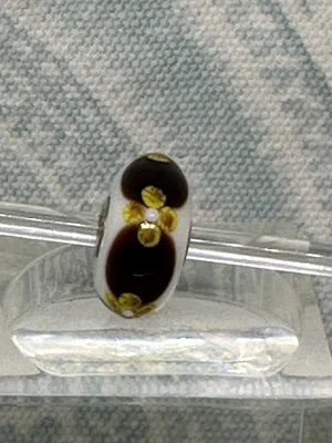 Authentic Trollbeads OOAK Brown Chain with Yellow Flowers on White CC, New (2.0) - Image 1 of 4