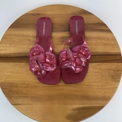 Nuevas Sandalias Chanclas Mujer Jeffrey Campbell Floralee Rosa Jalea Tanga Talla 10 Foto 1 de 4
